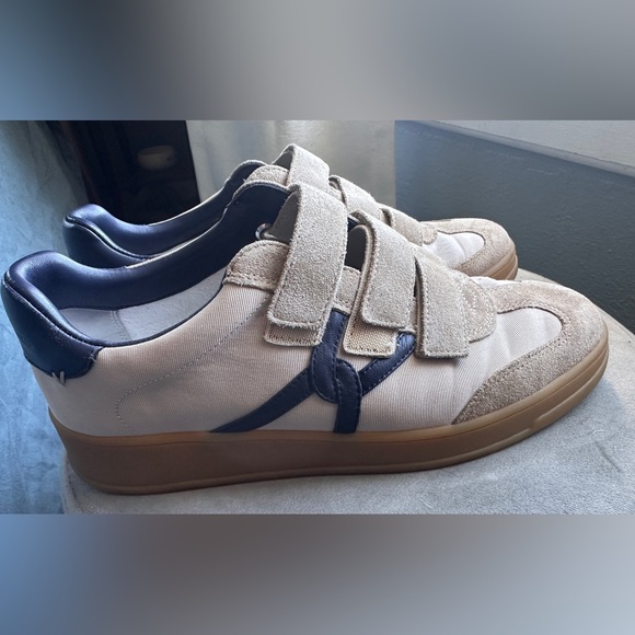 VERONICA BEARD Reagan Retro Velcro Sneakers Canvas Suede Sand/Eclipse Womens 7.5 - Picture 12 of 15